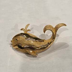 TRIFARI Gold Tone Whale Brooch